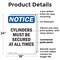 Signmission Cylinders Must Be Secured At All Times, 18 in W x Rectangle, Plastic OS-2PACK-NS-P-1824-V-15388 - alternate 2